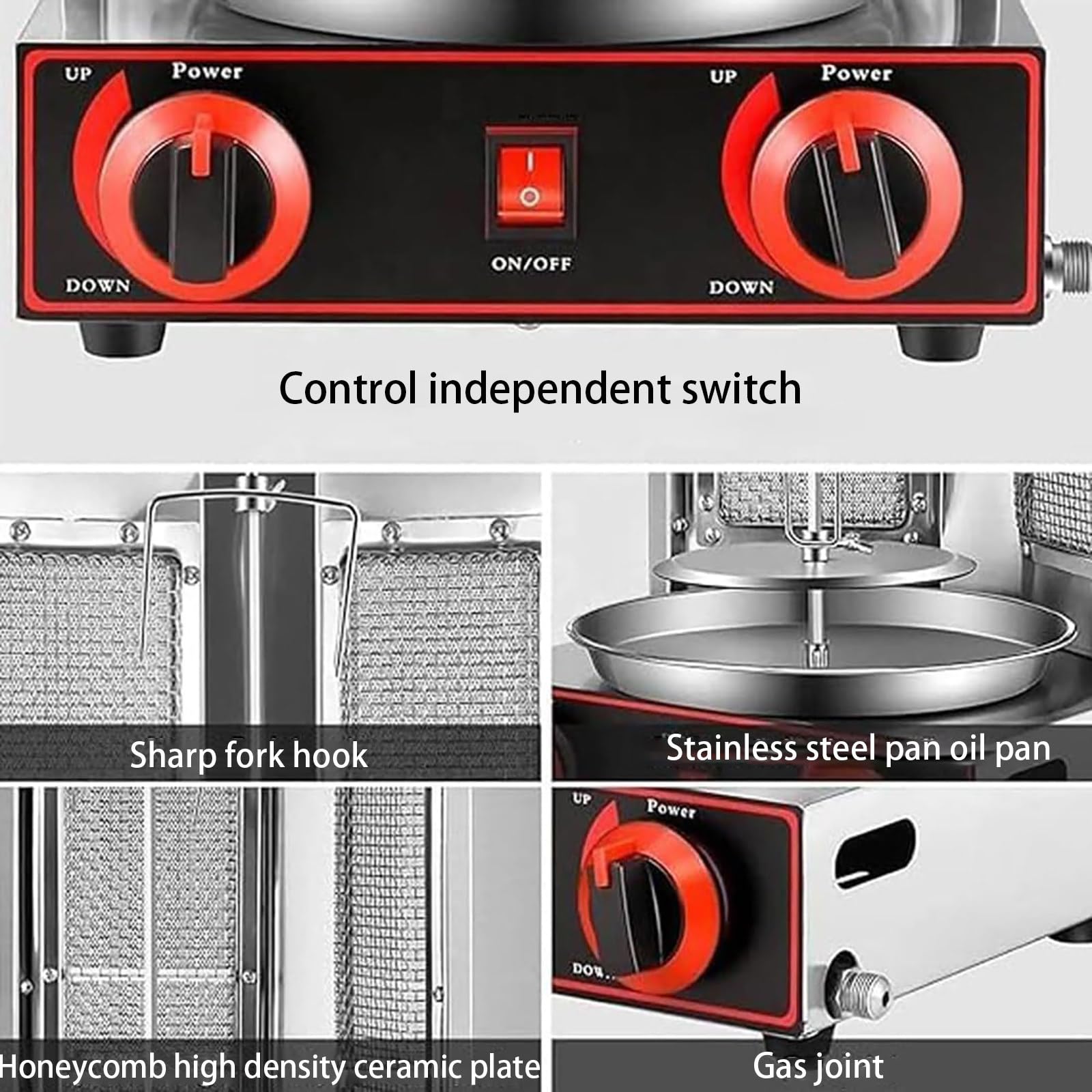 Parrilla De Gas Comercial, MáQuina Asadora Vertical, Horno Asador, MáQuina Asadora De Pollos, Calentamiento Uniforme, ExtraíBle para Limpieza, para Restaurante,Silver-L