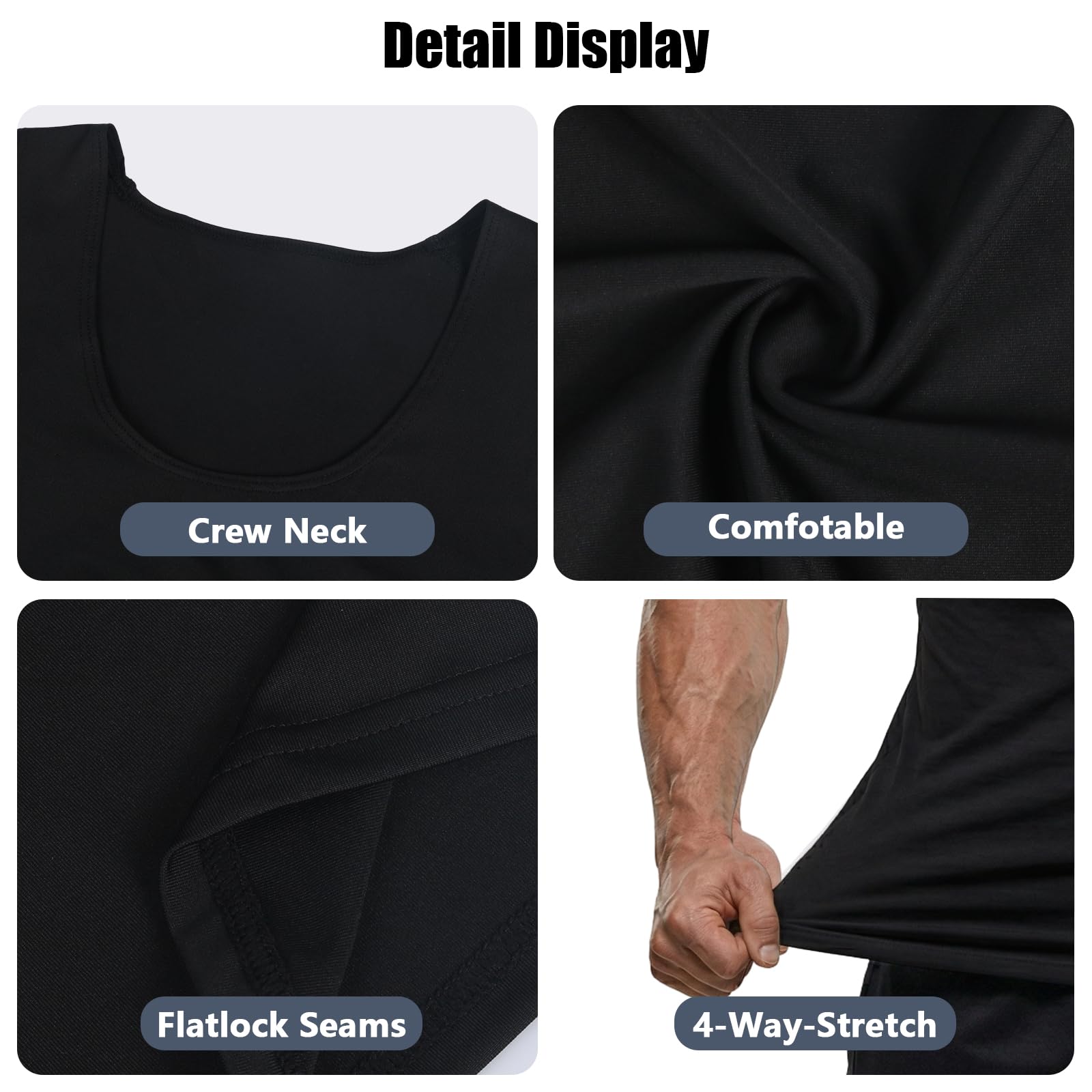 HYCOPROT 1 Or 3 Pack Débardeur de Compression pour Hommes, T-Shirt sans Manches Respirant, Maillot de Corps à Séchage Rapide