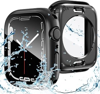 Goton 2 in 1 Waterproof Case for Apple Watch Screen Protector Series 6/5/4, SE 3/2/1 44mm, 360 Protective Glass Face Cover Hard PC Bumper + Back Frame for iWatch Accessories 44 mm