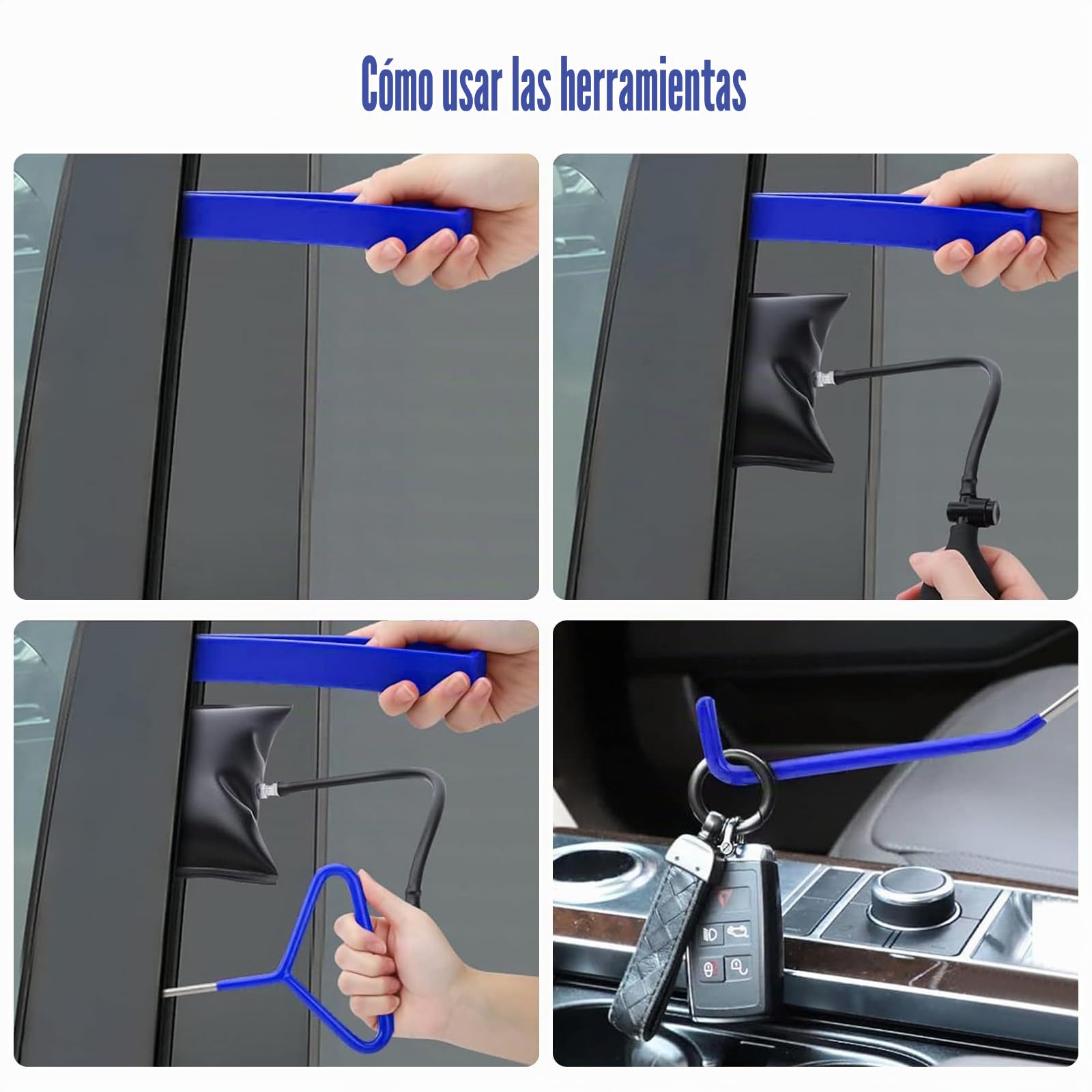 24 Piezas de Herramientas Profesionales para Coche | Juego de herramientas de desmontaje con agarre de largo alcance y bolsa de cuña de aire, juego de emergencia