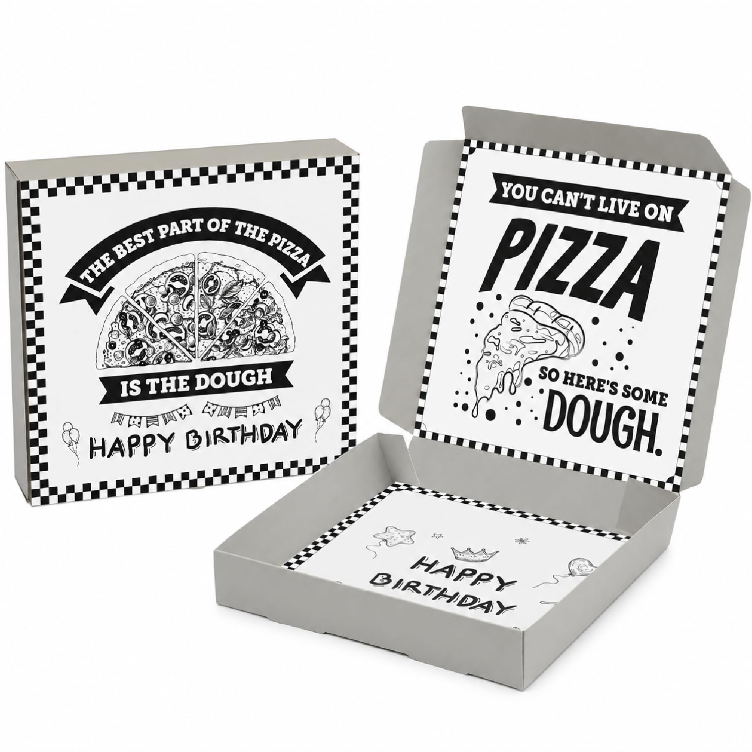 Noveread 2 Pcs Money Box for Cash Birthday Money Pizza Box Gift 10 x 10 Inch Fun Pizza Gift Boxes for Surprise Holder Birthday Wedding Party (Cash Not Include)(Classic)