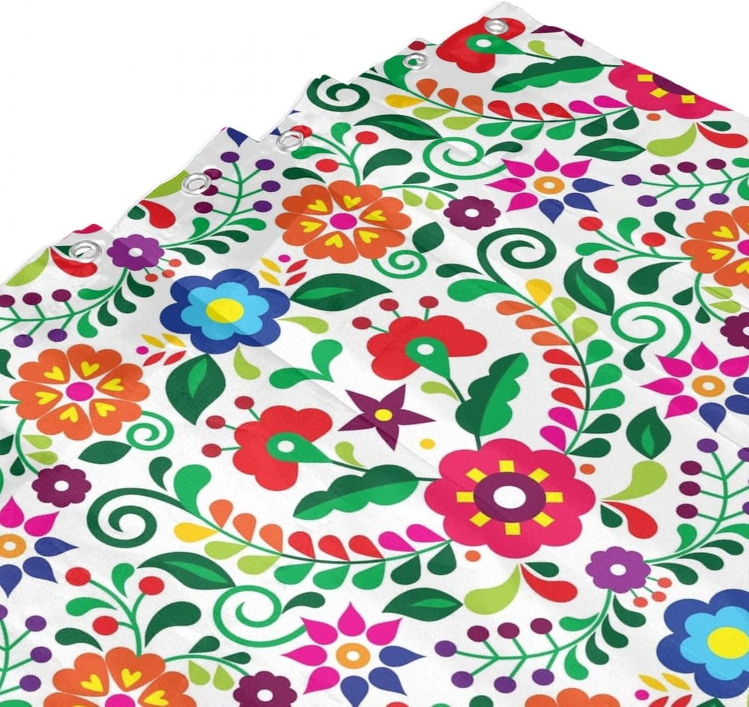 Abstract Flower Shower Curtain,Bohemian Retro Mexican Folk Art Vintage Floral Print Shower Curtain for Bathroom Decor Fabric Waterproof Upholstery Hook 72x72in