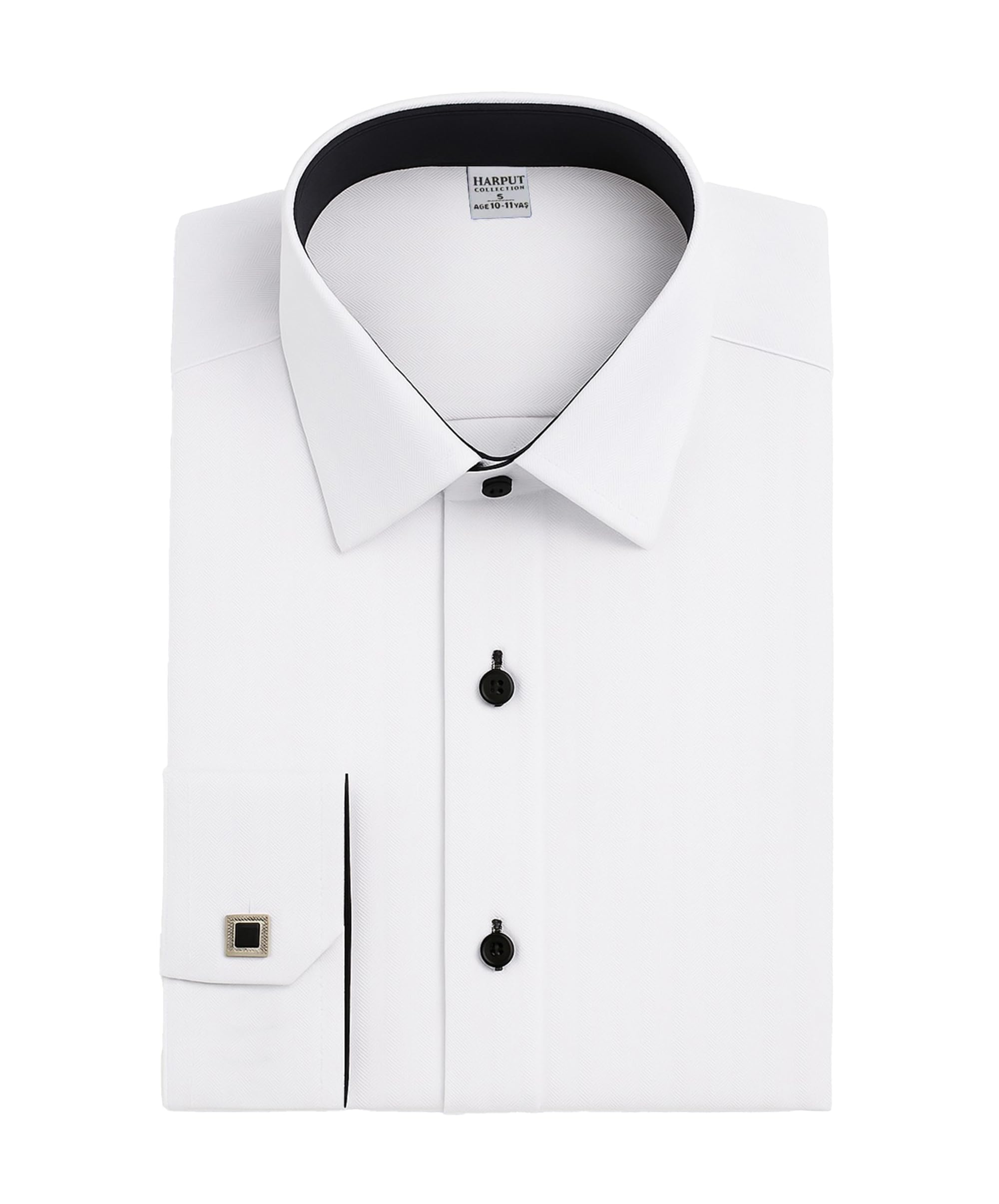 Camisa de Vestir Blanca para Niños con puños franceses y gemelos para bodas, Fiestas y ocasiones especiales
