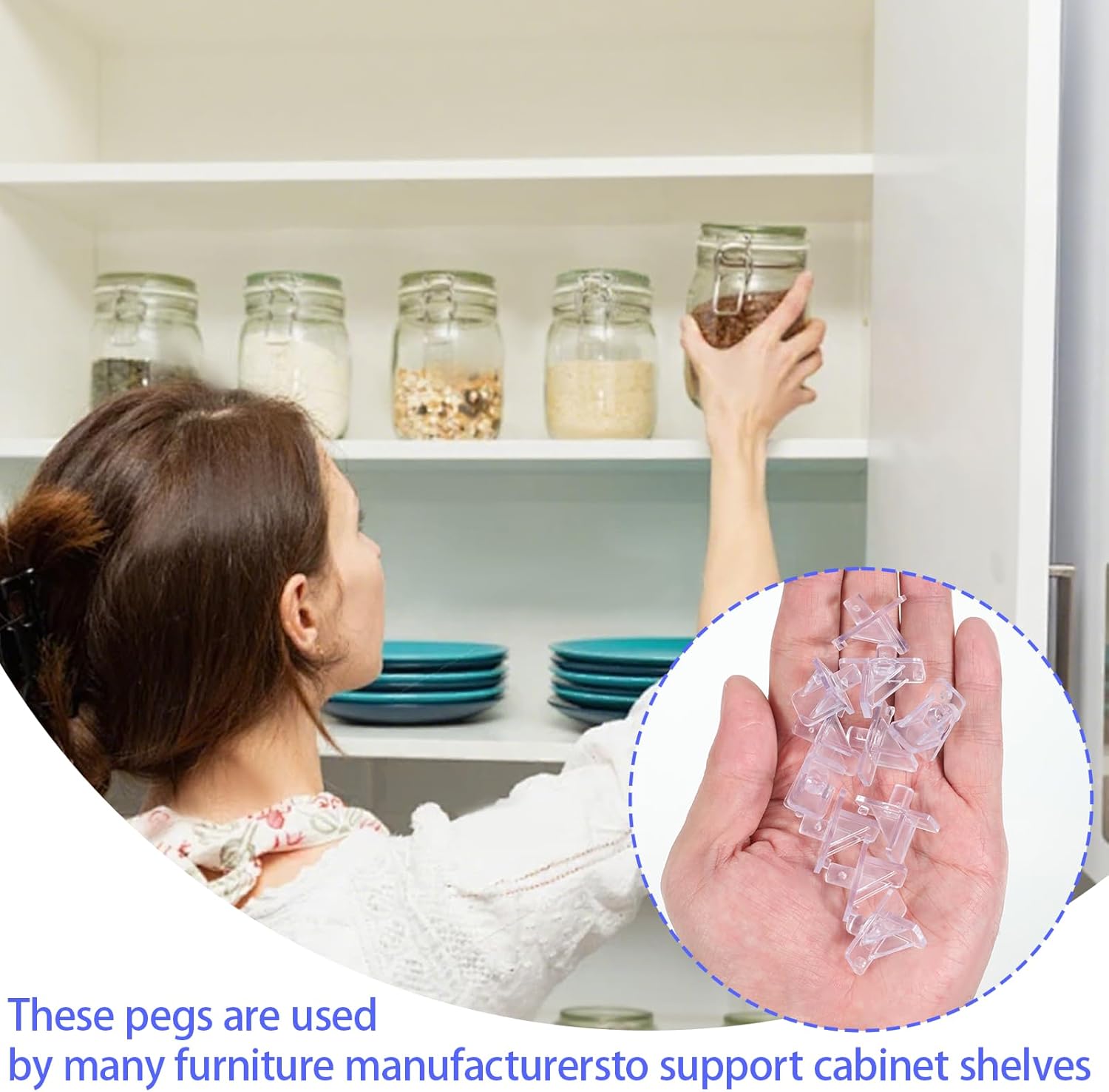 10 Pcs Plastic Shelf Pegs Clear Shelf Holders Pegs 1/4 Inch Diameter Furniture Support Pin Peg for Kitchen Cabinet Wood Shelving Bookcase