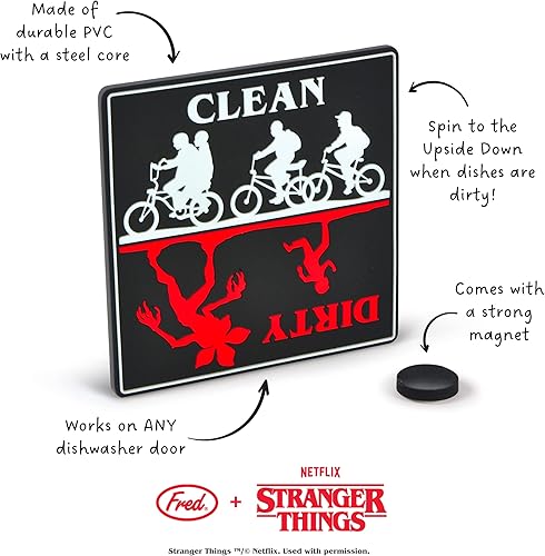 Miniatura 5 de Genuine Fred Stranger Things - Letrero magnético para lavavajillas, diseño de LIMPIA/DIRTY, multicolor