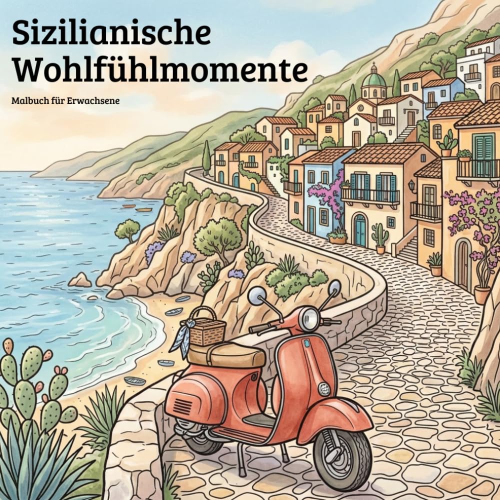 Malbuch: Sizilianische Wohlfühlmomente zum Ausmalen: 50 detailreiche Motive für ältere Kinder, Jugendliche und Erwachsene
