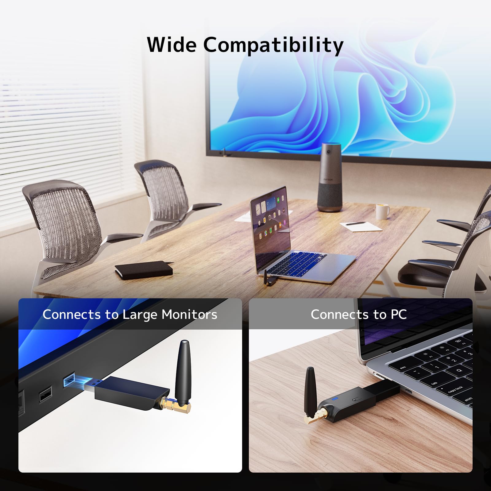 NEARITY Adaptador WiFi USB NA20 para 120 Max, transceptor 2.4G Plug and Play para PC de escritorio, portátil, Smartboard