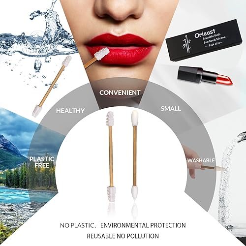 Miniatura 3 de Hisopos de algodón reutilizables con Qtips en estuche de bambú limpieza de maquillaje o orejas lavables y ecológicos