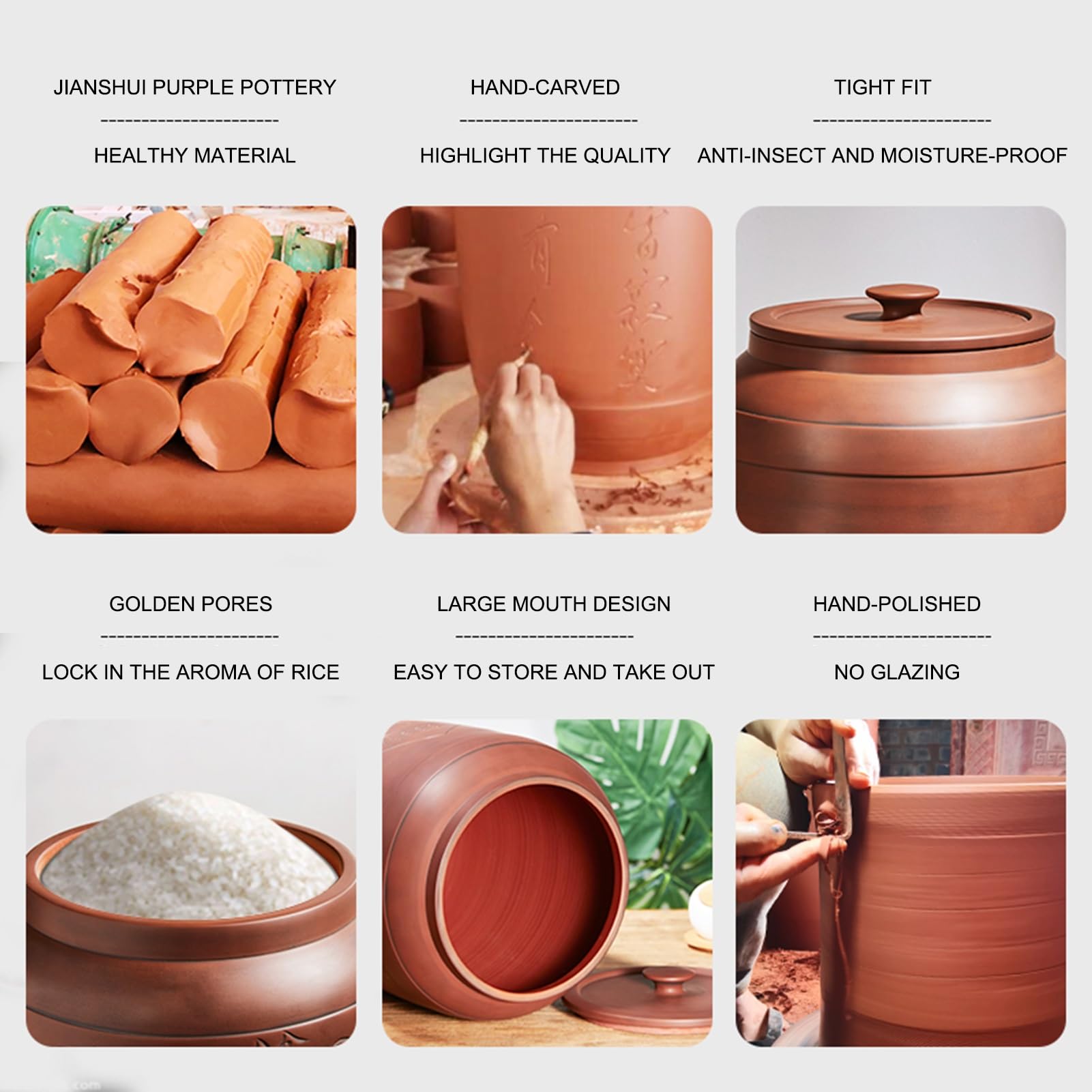 HARELA Ceramiczne pojemniki do przechowywania z pokrywkami, ceramiczne wiadro ryżowe, dozownik ziarna, hermetyczne przechowywanie żywności, do ryżu, soi, kukurydzy, mąki, płatków owsianych (50 x 33