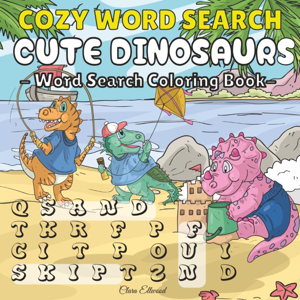 Cozy Word Search: Cute Dinosaurs Coloring Book