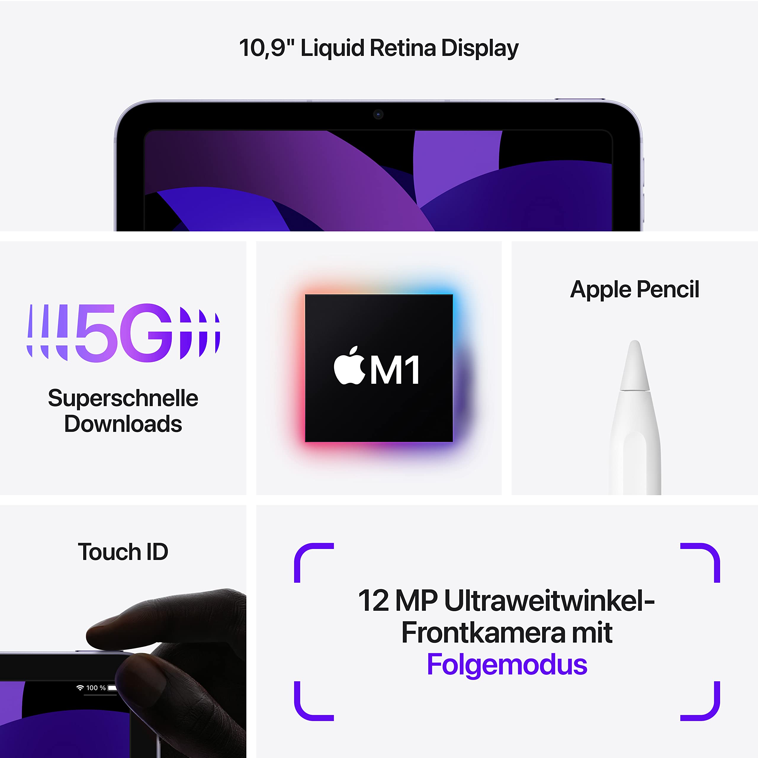 2022 Apple iPad Air (10.9 Zoll, Wi-Fi + Cellular, 64GB) - Space Grau (Generalüberholt)