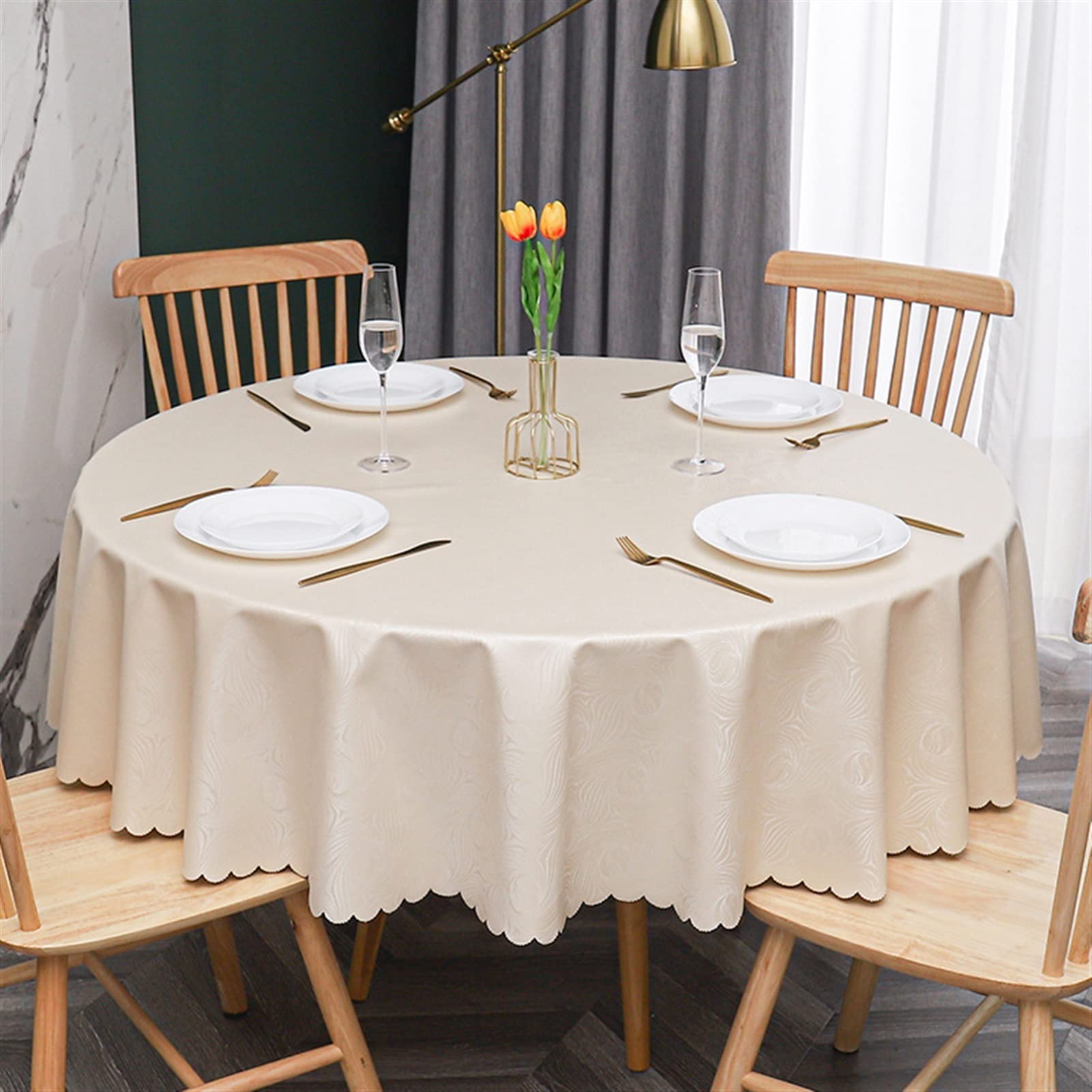 Nappe ronde PVC imperméable 180cm XY-06 nappe de table à manger extérieur restaurant