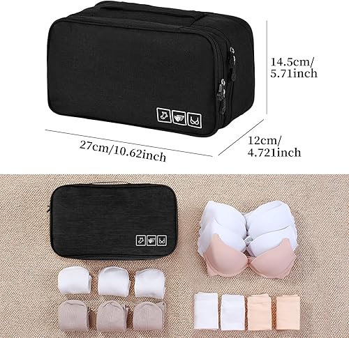 Miniatura 3 de Bolsa organizadora de sujetador de ropa interior de viaje, organizador de embalaje de viaje de gran capacidad, impermeable, cubo de embalaje de tres