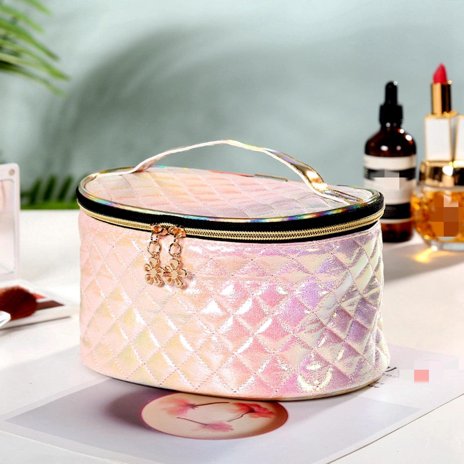MOGSA Neceser de cosméticos para mujer, bolsa de almacenamiento de viaje, gran capacidad, bolsa de aseo