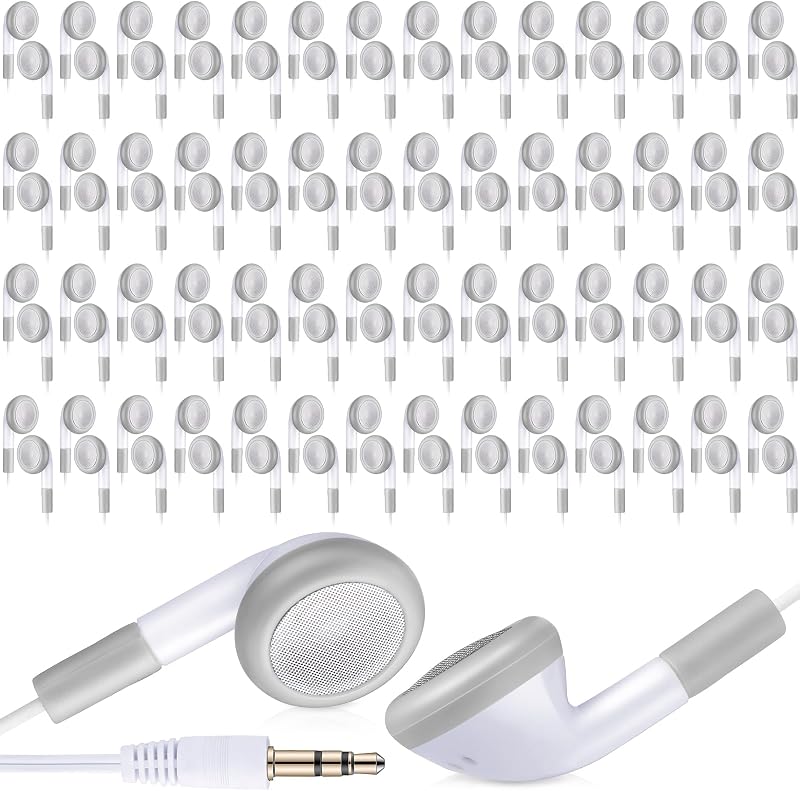 Konohan 150 Packs Earbuds Bulk Earphones 3.5 mm Headphones Wired Ear,White