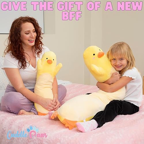Miniatura 4 de Cuddle Paws Almohada corporal de felpa grande de pato de 35 pulgadas, juguetes de pato, bonita almohada de pato gigante, regalo para novia, peluche