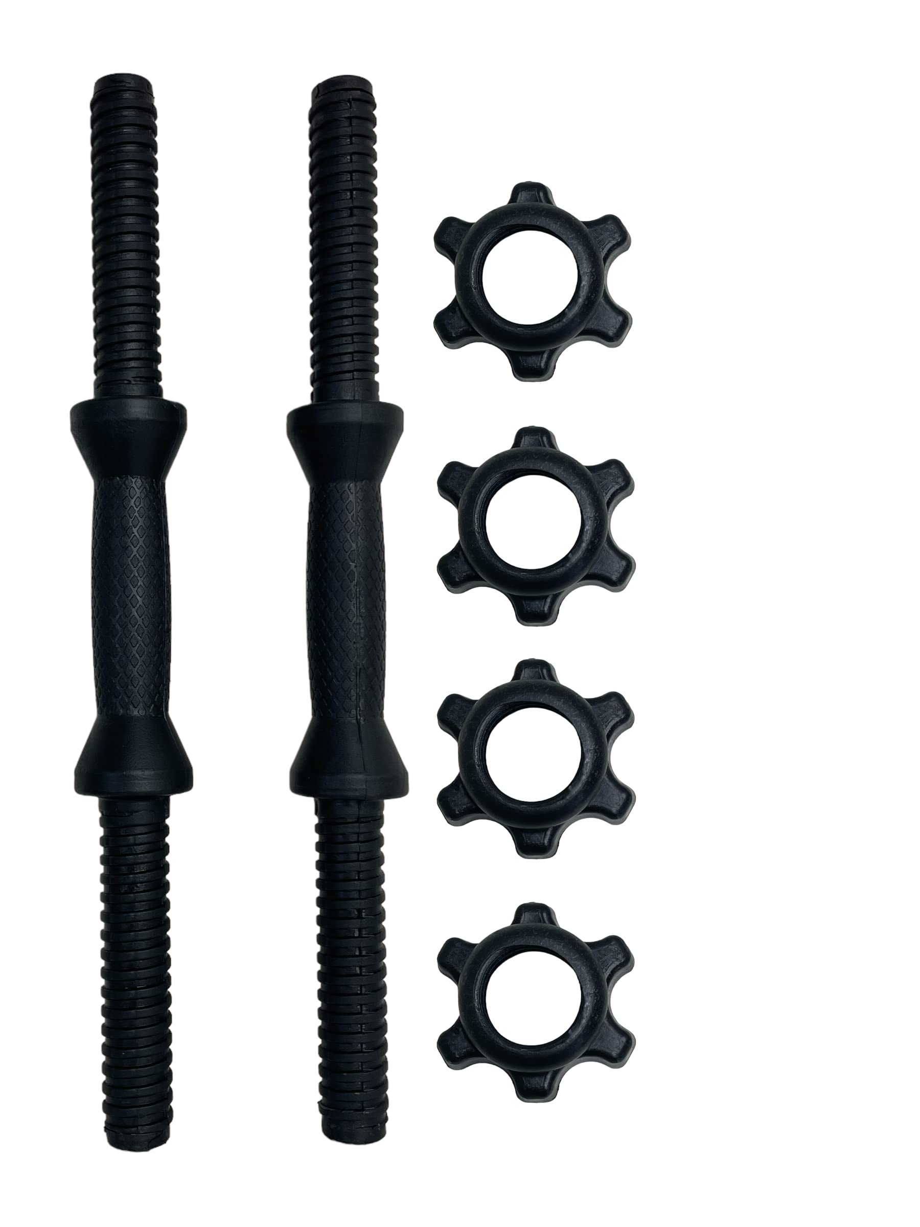 Artino PVC Coated 14-Inch Dumbbell Rods Black Color with Plastic Nuts for Weight Lifting Workout Bar (Pack of 2 Pcs)
