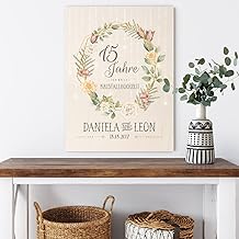 Sunnywall Wooden Picture Wedding Anniversary A3 and A4 - Love Gift - High-Quality Print on Wood - Traditional Wedding Anniversaries (15 Years - Crystal Wedding, A3)