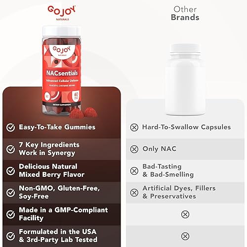 Miniatura 7 de NACsentials - Gomitas de 600 mg de NAC y N-acetil cisteína, mezcla antioxidante esencial para defensa celular y salud de la piel, con vitamina C,