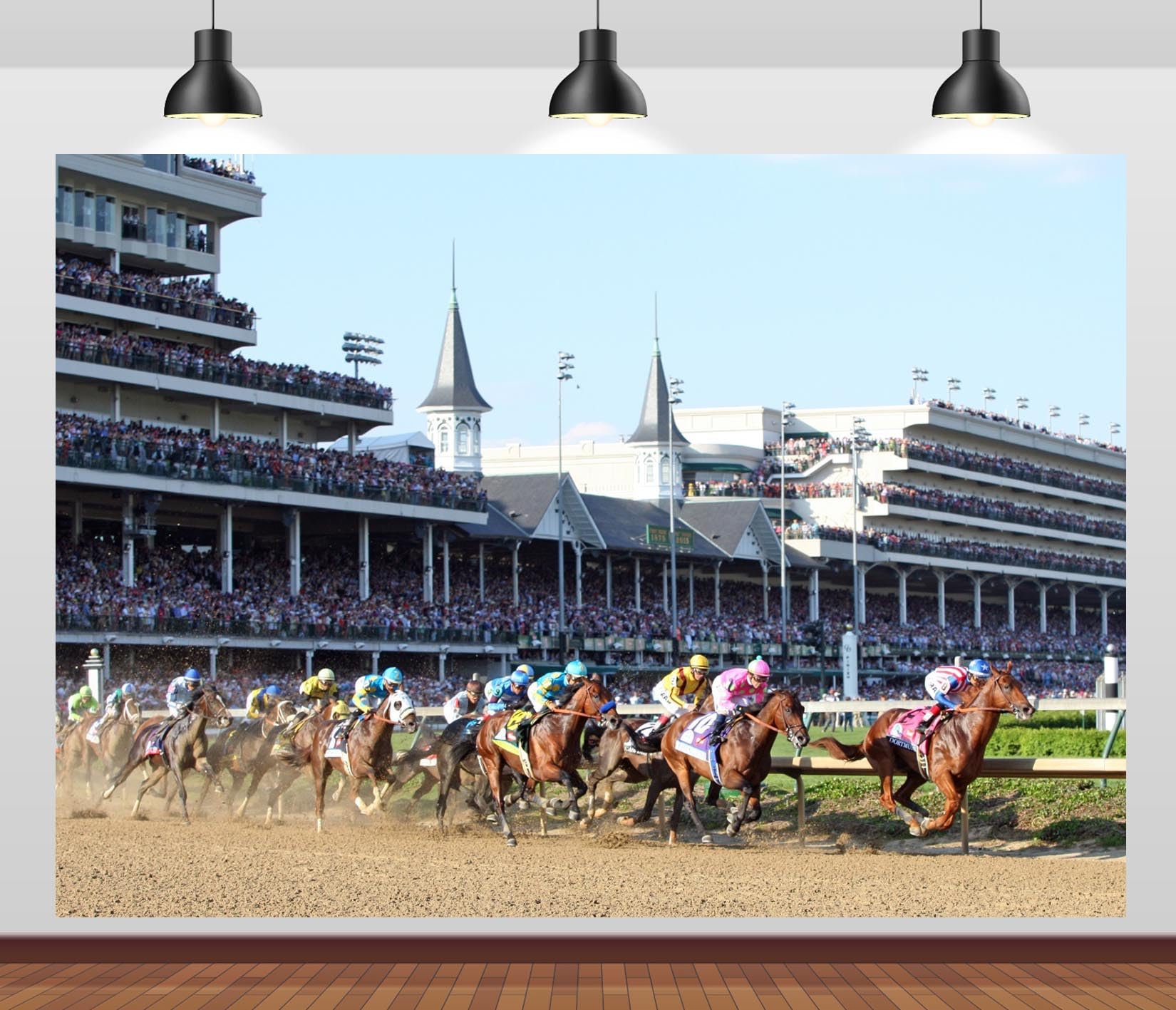 BELECO 7x5ft Fabric Derby Backdrop Horse Racing, Racecourse Horse Track Background Churchill Downs Derby Party Decorations Banner Photo Studio Booth
