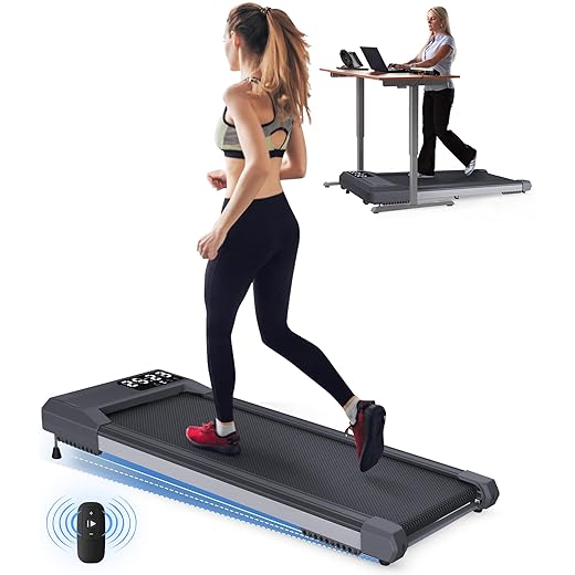 Walking Pad Treadmill with Incline, Standing Under Desk Treadmill 300lbs Capacity 2.5HP Cardio Training, Portable Easy to Use and Move, Works with ZWIFT KINOMAP WELLFIT Apps, No Subscription Fees