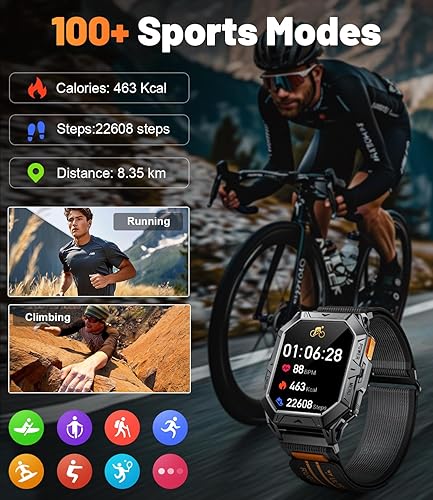 Miniatura 6 de LIGE Relojes inteligentes militares para hombre (respuesta/hacer llamadas), batería de 100 días, reloj inteligente AMOLED de 2.13 pulgadas para