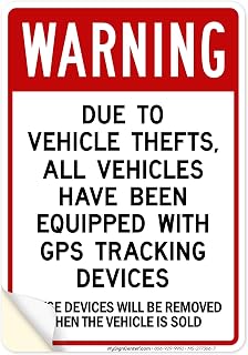 Warning Due To Vehicle Thefts All Vehicles Have Been Equipped With Gps Tracking Devices Sign, 10x7 Inches, 4 Mil Vinyl Decal Stickers Weather Resistant, Made in USA by My Sign Center