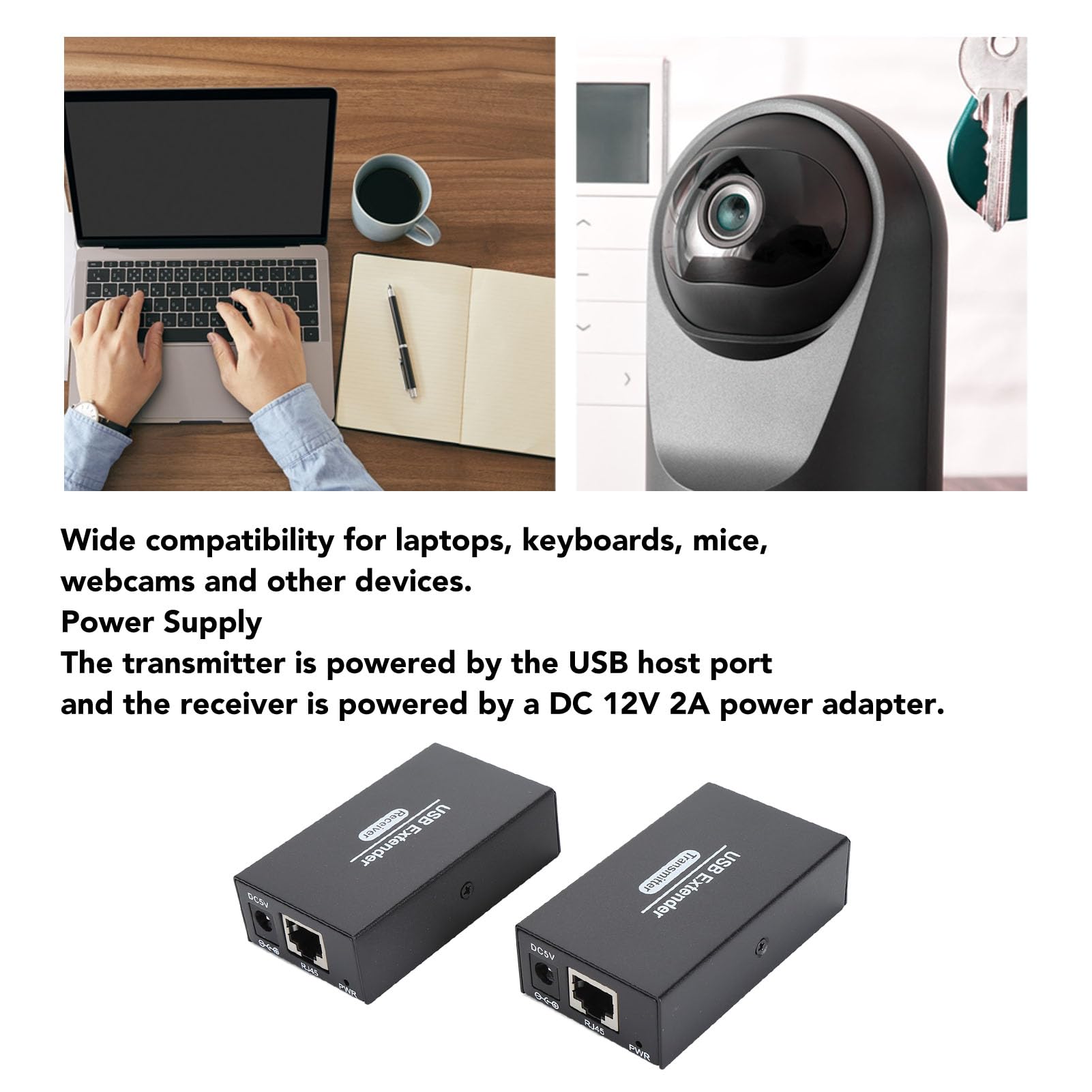 Adaptateur USB vers Ethernet 262 Pieds 480 Mbps, Rallonge USB avec Kit Complet, Plug and Play, Adaptateur Ethernet vers USB avec 4 Hub USB 2.0 (Prise UE)