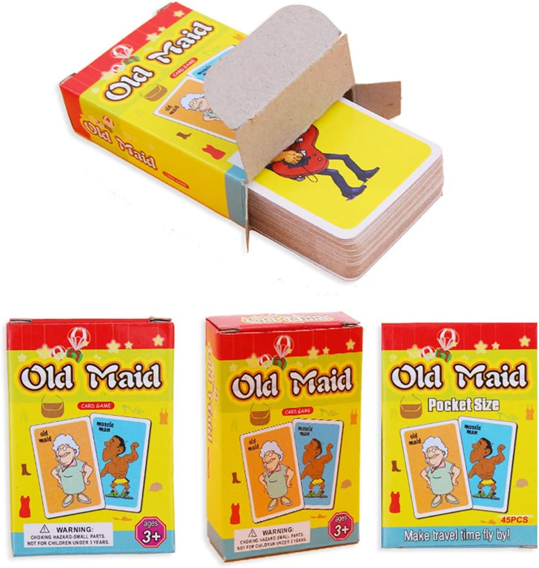 chuxionerKids Card Games Set - Old Maid, Go Fish, Hearts,Crazy Eights Family Party Favor