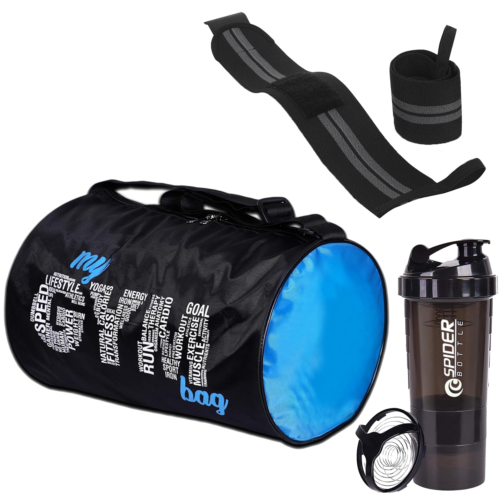 cool indians New Gym Bag Combo for Men Combo Set for Men and Women Workout - Boost Your Workout with My Gym Bag, Wrist Band & Gym Shaker Bottle || Shaker Bottle 500 ml || My GymBag for Fitness (Black)-picture-22
