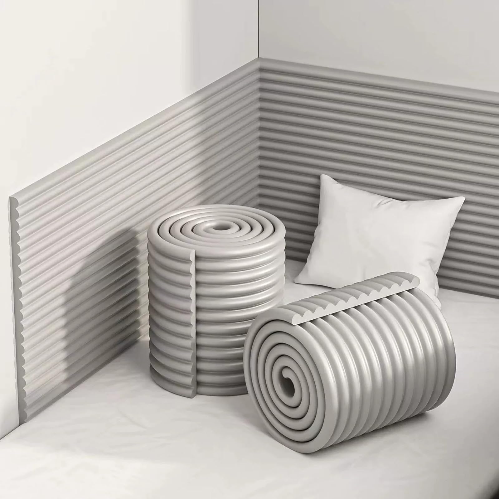 Anti-Collision Wall Padding, DIY Peel and Stick on Headboard Panels, Padded Wall Panels Self-Adhesive for Bedroom, Tatami, Nursery, Decorative Wall Cushion(Gray,0.9x12x200cm)