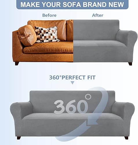 Miniatura 7 de SUPERGANDA Funda de sofá para sofá de 2 cojines, protector de muebles elástico, funda lavable para perros, gatos, niños (chocolate, mediano)