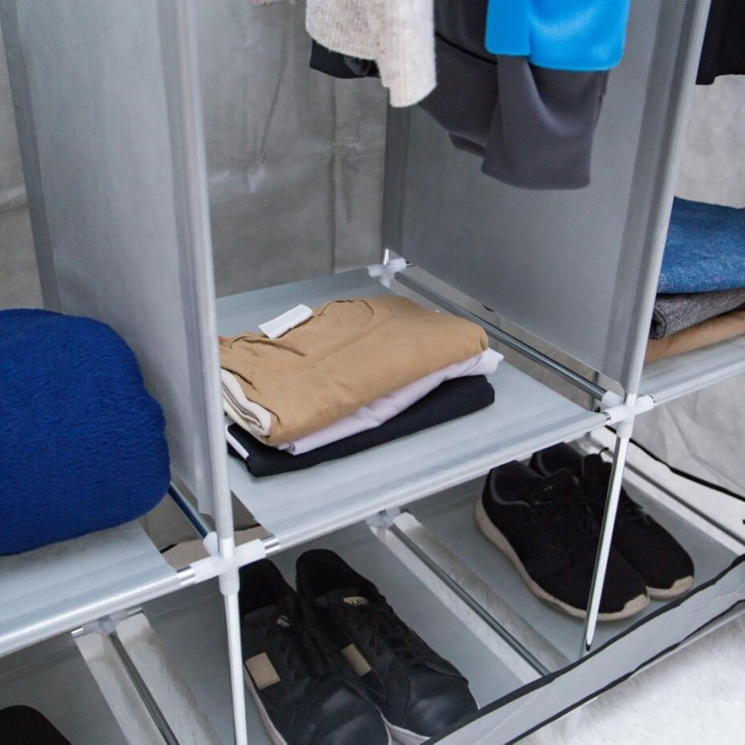 Guarda Roupa Dobrável Armário Organizador de Roupas Camiseta Calça 3 Portas Multiuso