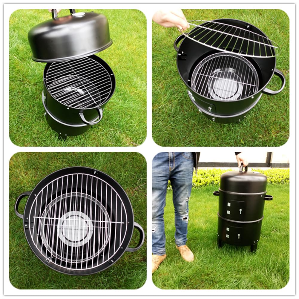 Fumador vertical de carbón vertical con termómetro incorporado BBQ Smoker Grill con Air Vent 2 Puertas de acceso fora el jardín de campamento de cocina al aire libre