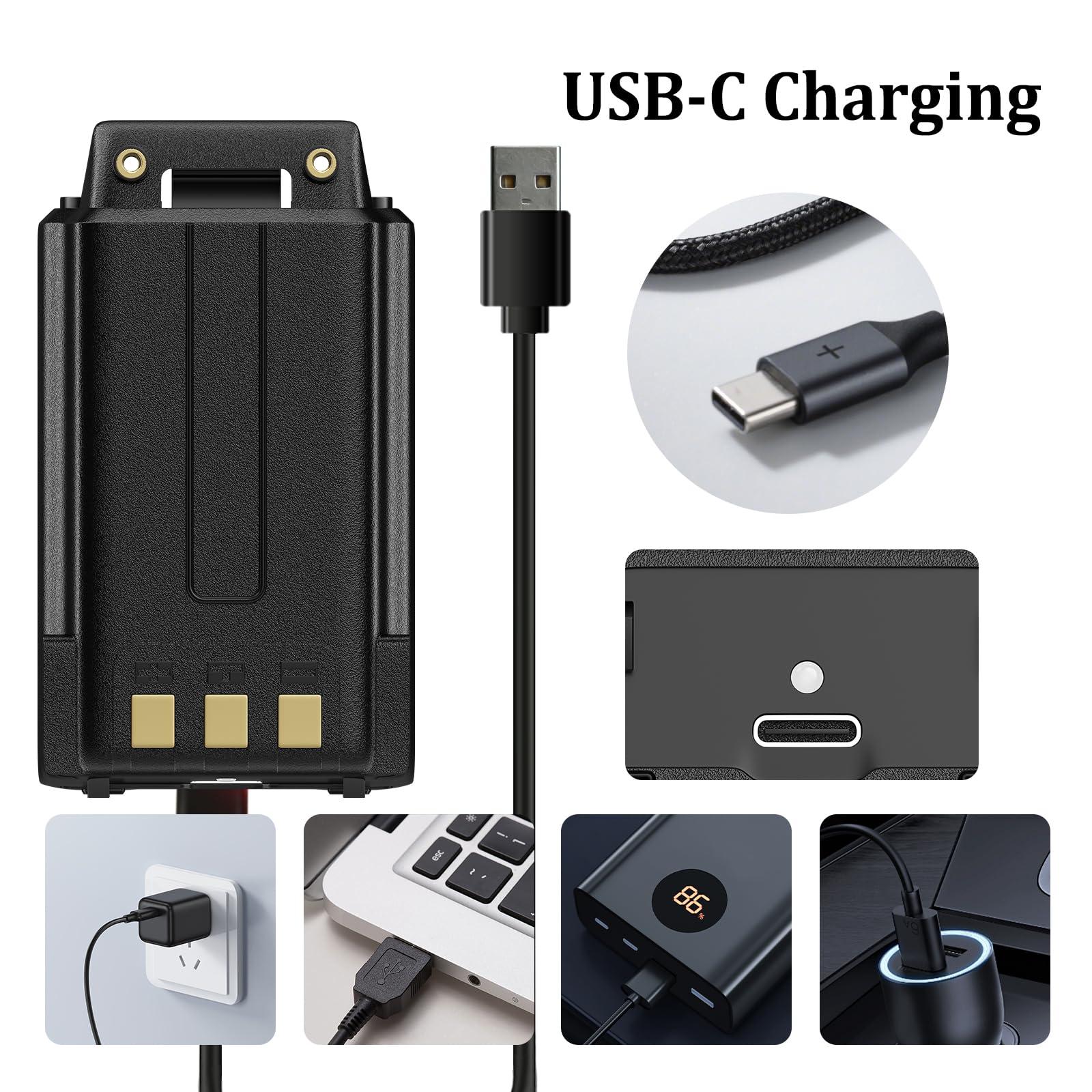 Amazon.com: BAOFENG UV-5R Battery Enlarge USB-C Rechargeable