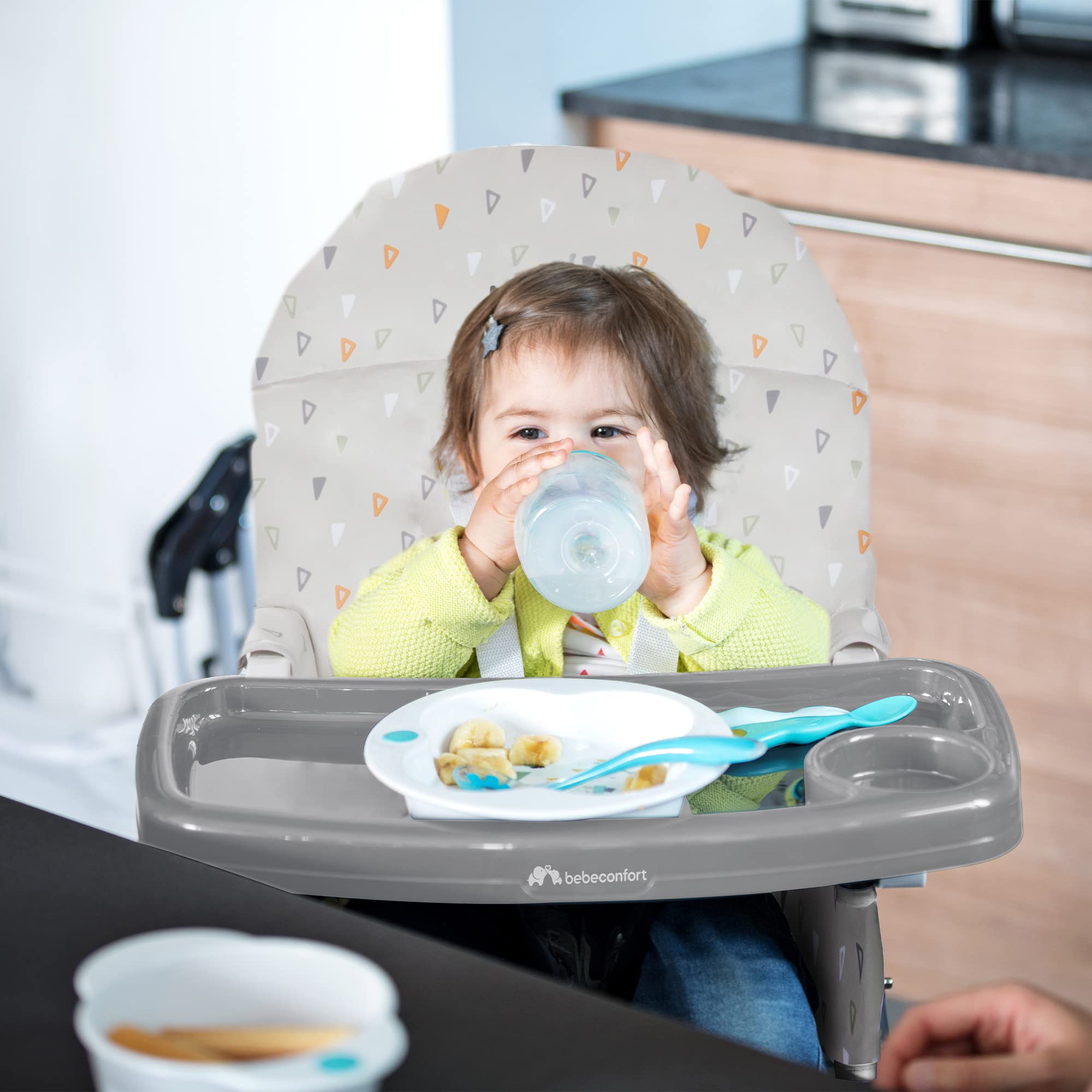 Bebeconfort Keeny, Chaise Haute bébé, Chaise haute compacte et pliable, de 6 mois à 3 ans, jusqu'à 15 kg, Warm grey
