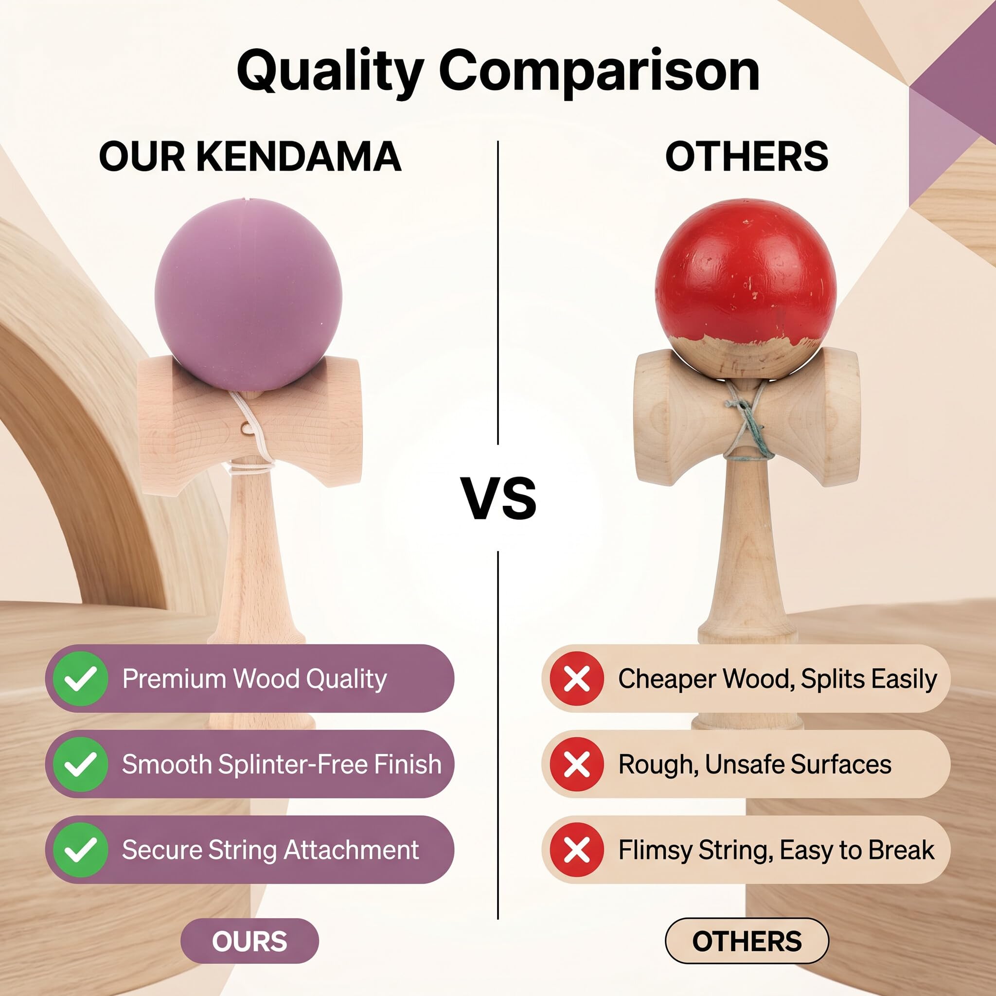 Eujgoov Le Jouet de Kendama en Bois Premium Améliore La Coordination de la Main avec des Cordes pour les Jeux de Groupe Fête d'Anniversaire Final Celebrations Beech Wood Wood