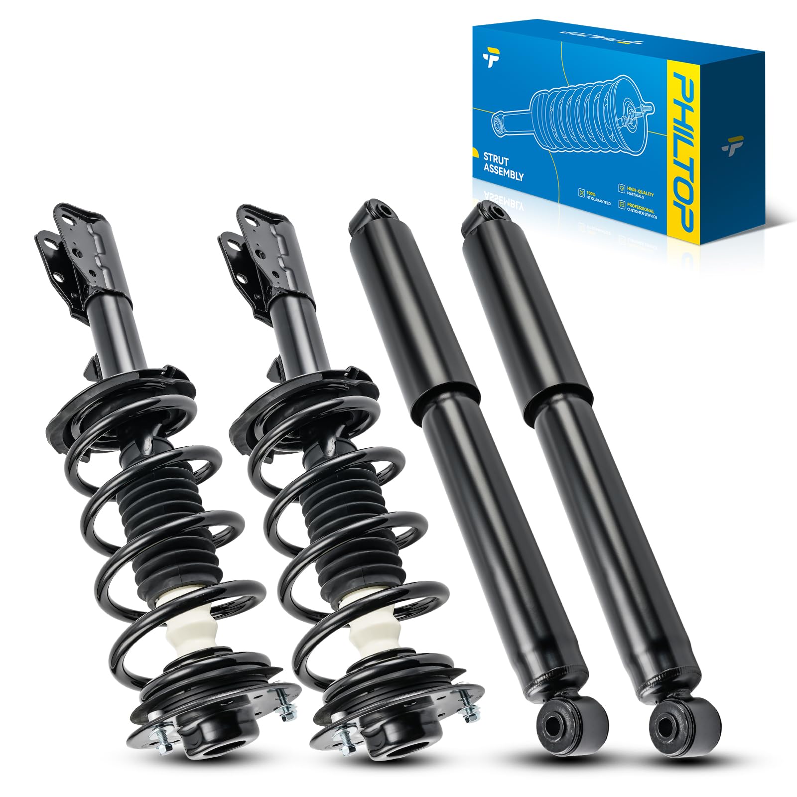 ‌PHILTOP Front Rear Struts for 2010-2017 Chevrolet Equinox 2010-2017 GMC Terrain 272526/272527/911258 * 2 - Complete Shock Absorber &amp; Spring Assembly‌ Set of 4