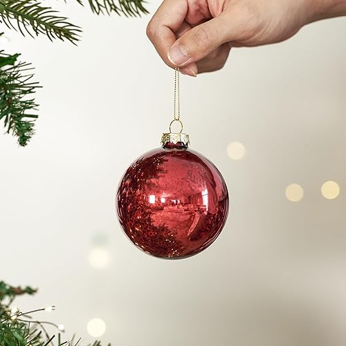 Miniatura 76 de DN DECONATION Adornos de bola de Navidad de cristal negro, juego de 9, bolas de Navidad colgantes de 3 pies para decoración del árbol de Navidad