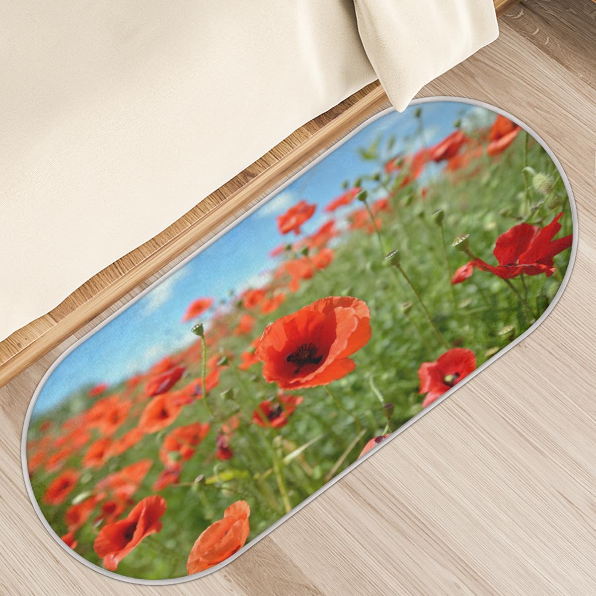 Tapis d'été antidérapant à poils longs 50x120 cm pour chambre