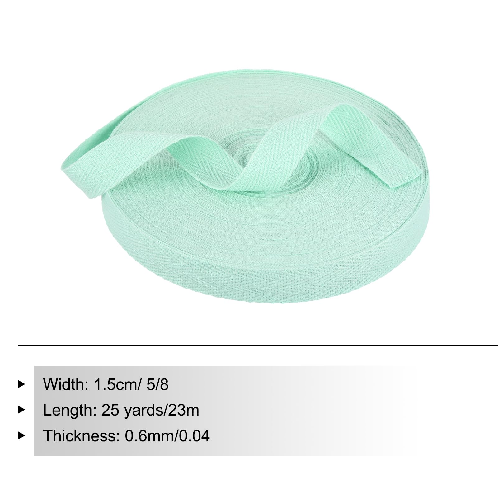 PATIKIL Cotton Twill Tape 15mm(5/8") 23m(25 Yards) Cotton Ribbon Bias Binding Tape Herringbone Webbing Trim for Sewing Gift Wrapping Craft DIY Pale Blue - Image 2