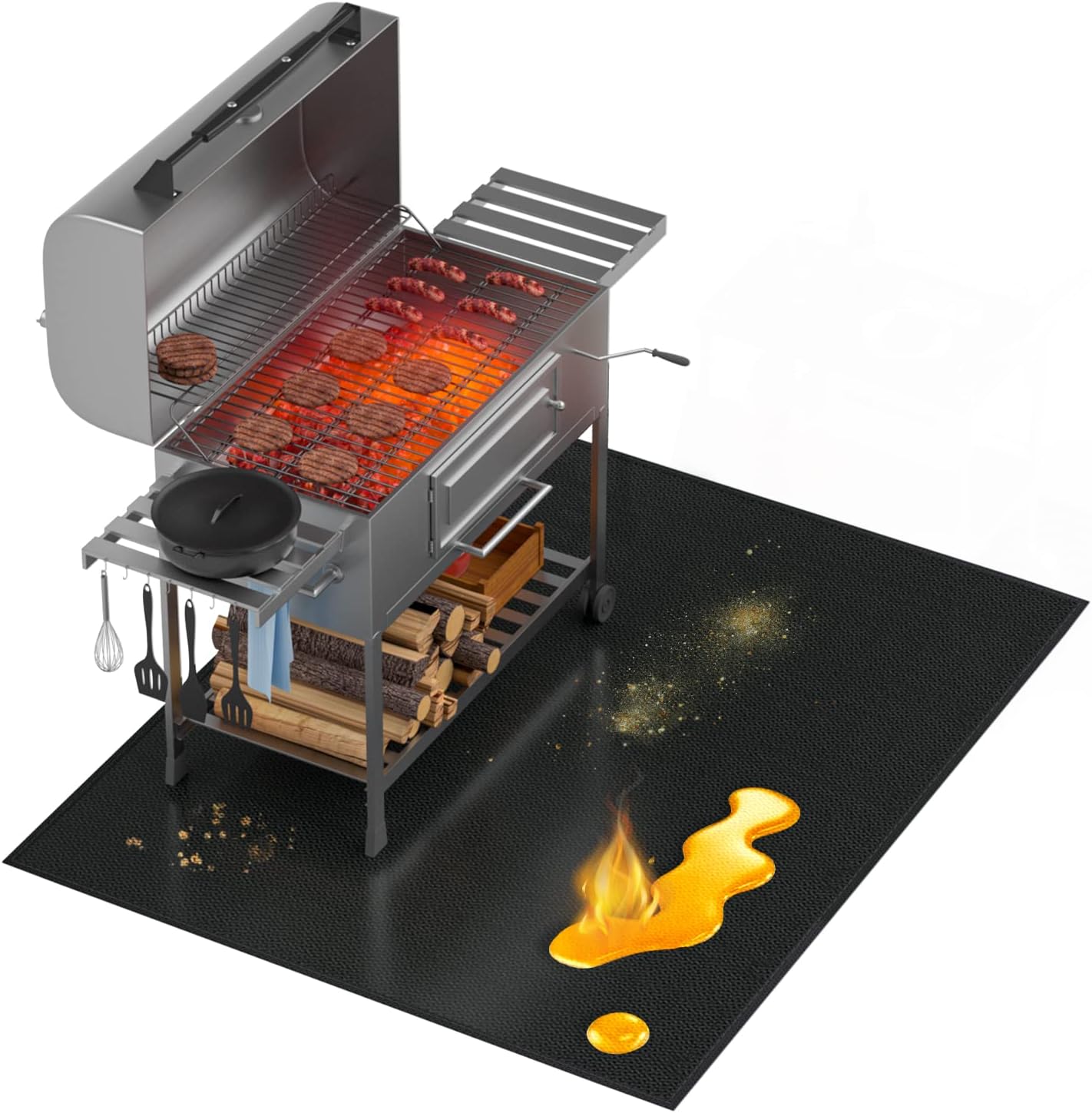 Large Under Grill Mat for Outdoor Grill 60×48 inch, BBQ