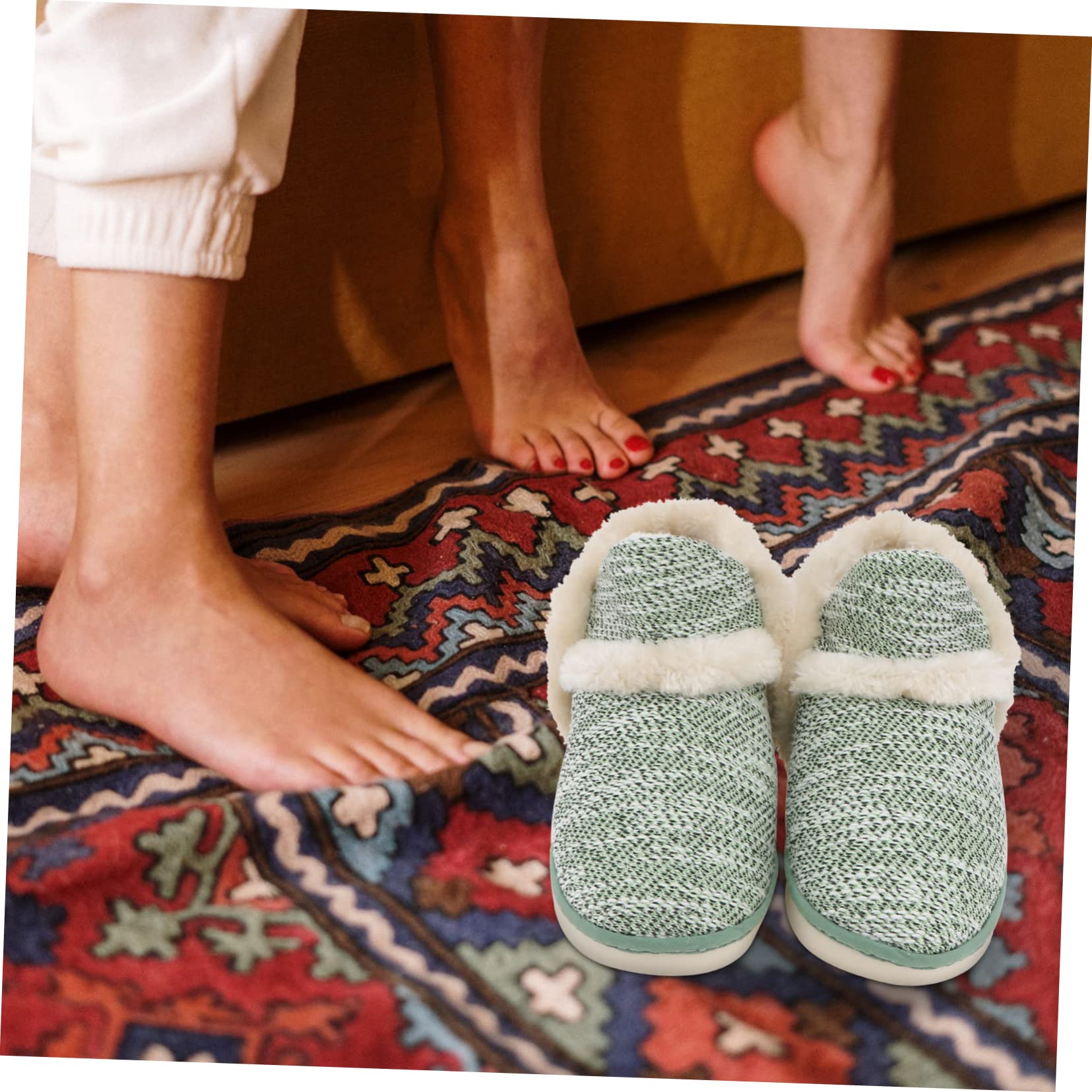 VALICLUD Scarpe Di Cotone Stivaletti Per Donne Eleganti Scarpe Da Casa Per Pantofole Da Donna Pantofole Da Casa Per Donna Calde Pantofole Di Cotone All'interno: Peluche Green