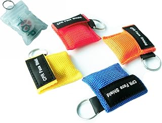 4 Pcs/Pack CPR Barrier with Keychain CPR Face Shield for CPR/AED Training 4 Colors