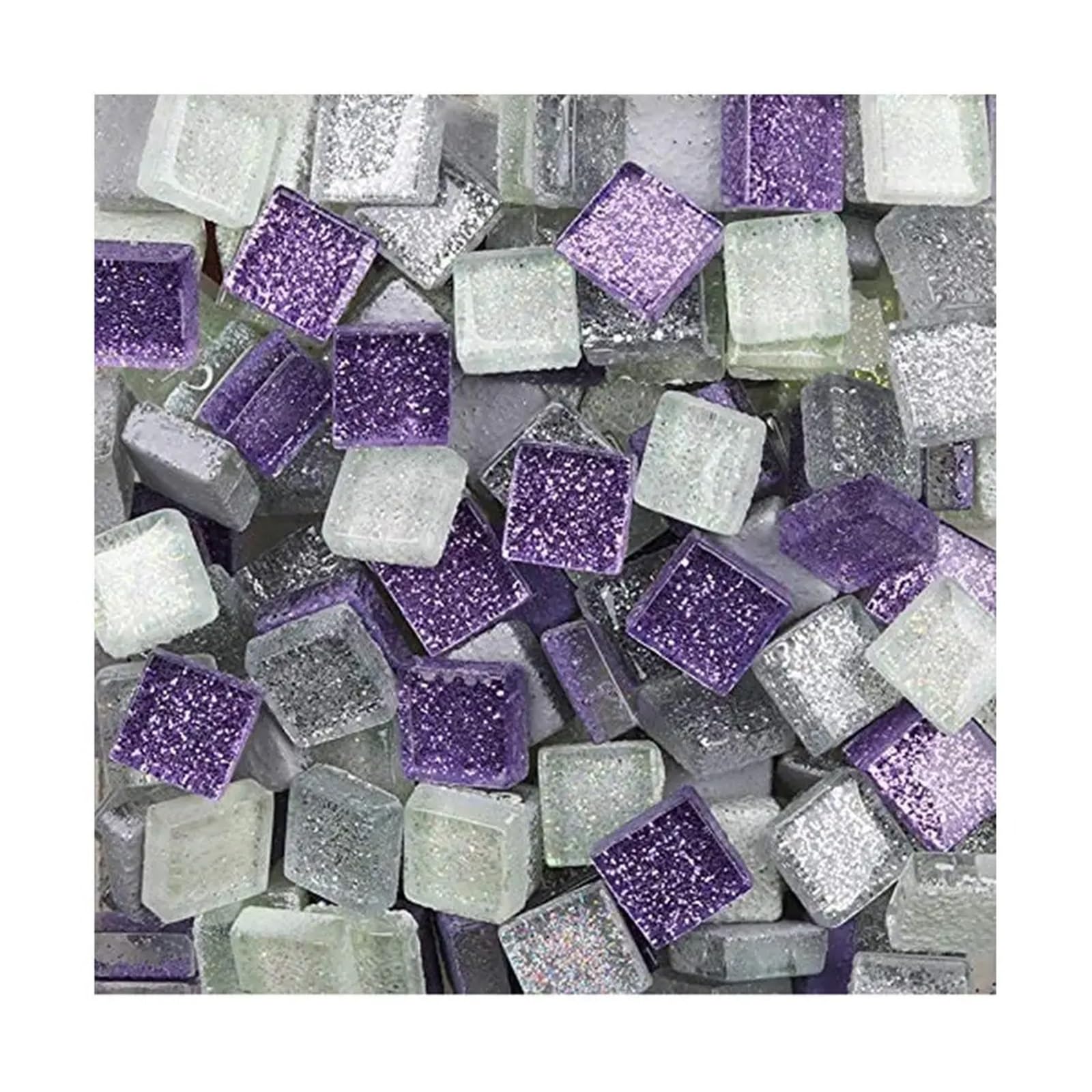 Xulvoz Type6 Mosaic Tiles 300G Diy Mix Color Glitter Glass Mosaic Stones Tiles Pebbles Crafts Material Puzzle For Making Arte