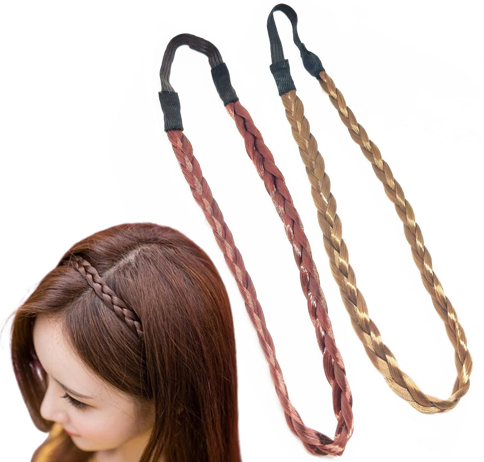 Trendy Works 2 Pieces Braid Elastic Headband Boho Hair Accessories for Women Girls (B09WLY4PW9) Amazon Price History, Amazon Price Tracker