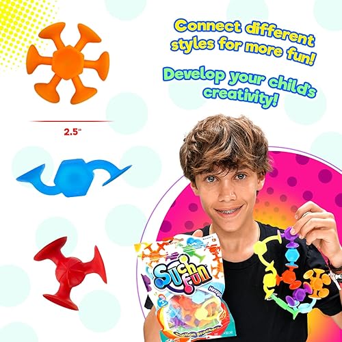 Miniatura 6 de JA-RU Estos divertidos apiladores de succiÃ³n de forma y criatura (paquete de 12, 9 piezas cada uno) con ventosa para conectar juguetes sensoriales.