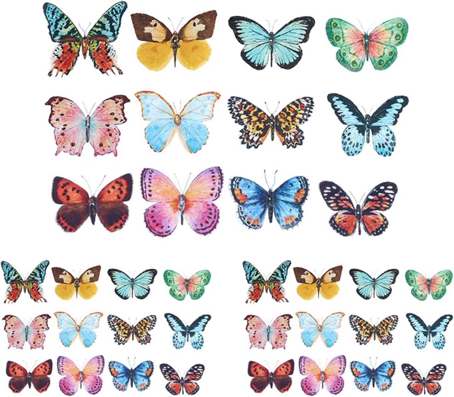 36 Pcs Watercolor Butterfly 3D Wall Stickers Butterflies Room Home Decoration Self-Adhesive Mural for Wedding DIY Decor Decals