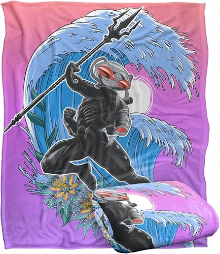 Miniatura 7 de Aquaman and The Lost Kingdom - Manta de 36 x 58 pulgadas, manta negra con ondas, tacto sedoso, súper suave