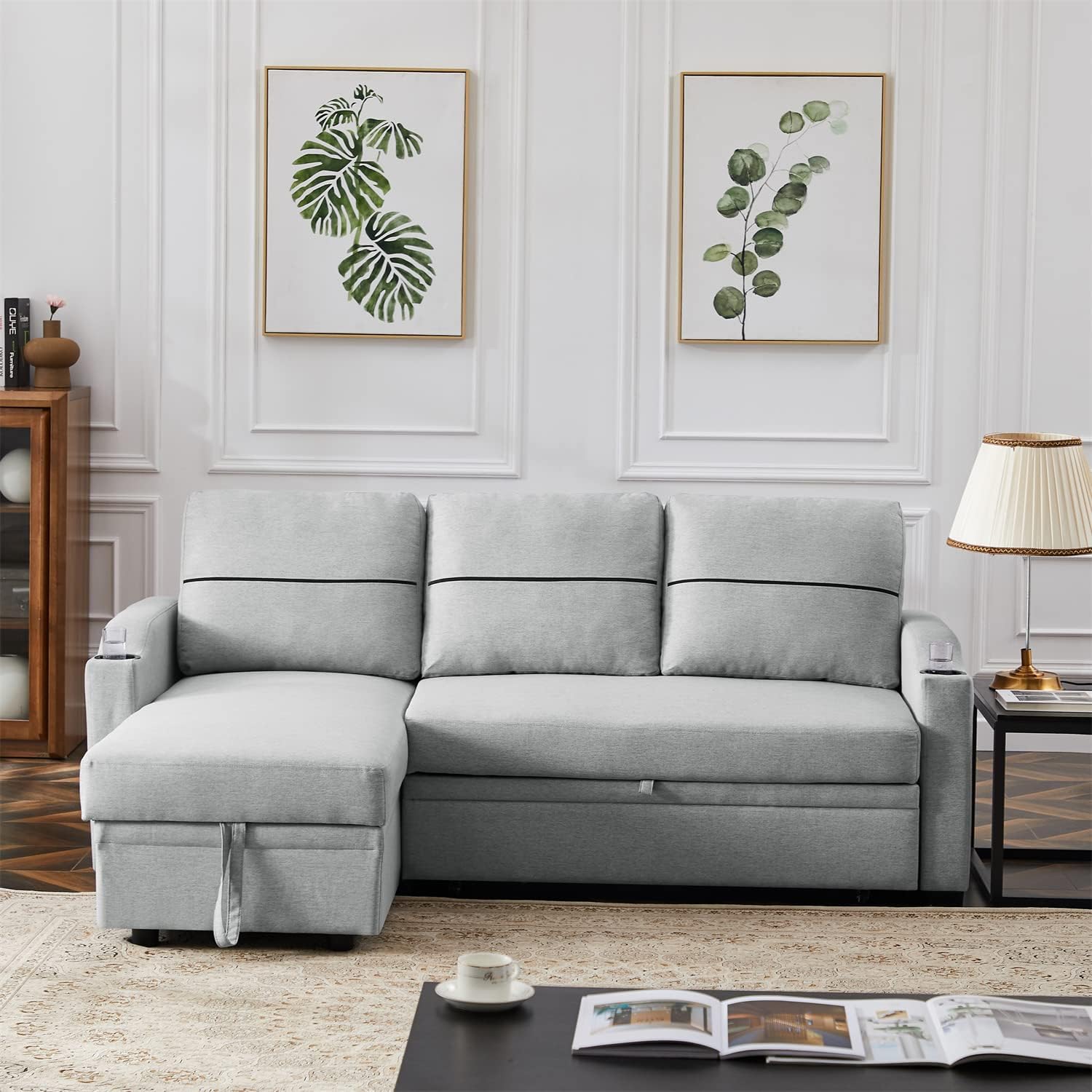 Convertible Sectional Sofa, Pull Out Sofa Bed, L Shaped